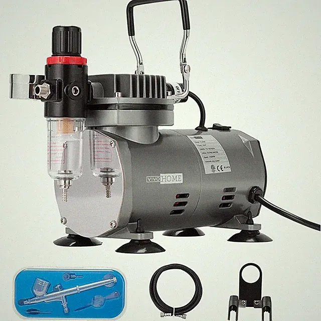 1/5 HP Air Compressor & Airbrush Gun Kit Airbrushing Paint Set 110-120V ETL list