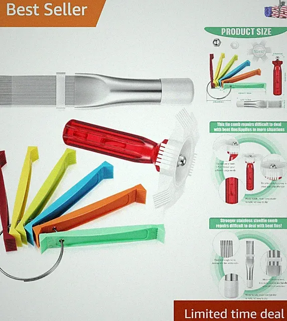 3-Piece Air Conditioning Brush Set: Fin Cleaner & Stainless Steel Tools