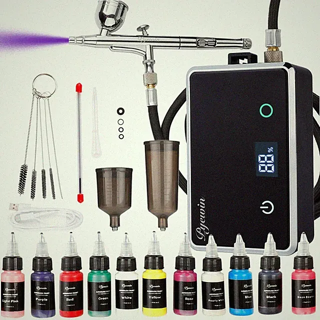 32PSI Cordless Airbrush Kit with Compressor - Portable Handheld Air Brush Gun...