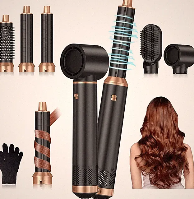5 in 1 Electric Hair Dryer Blow Curler Set Detachable Styler Hot Air Brush Salon