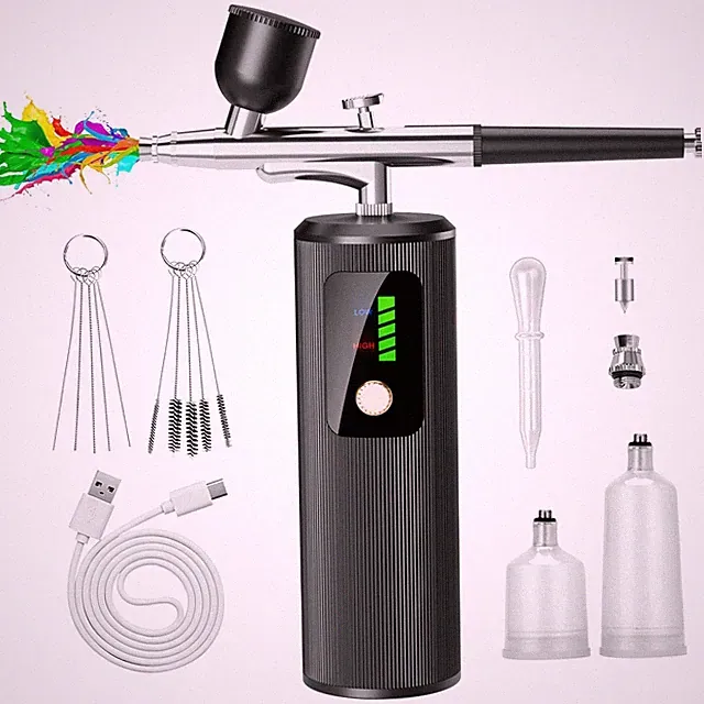 Airbrush Kit with Compressor - 48PSI High-Pressure, Non-Clogging Air Brush Se...