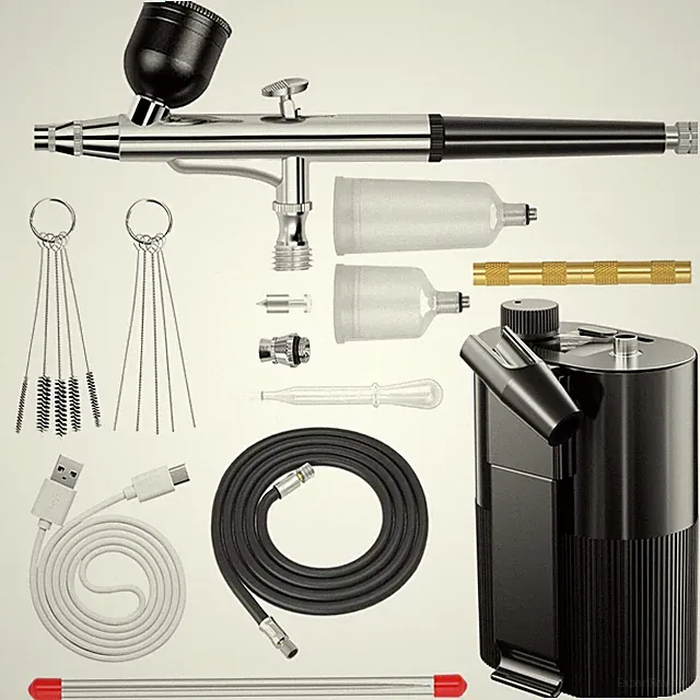 Airbrush Kit with Compressor 50PSI High Pressure Air Brush Set Non-Clogging A...