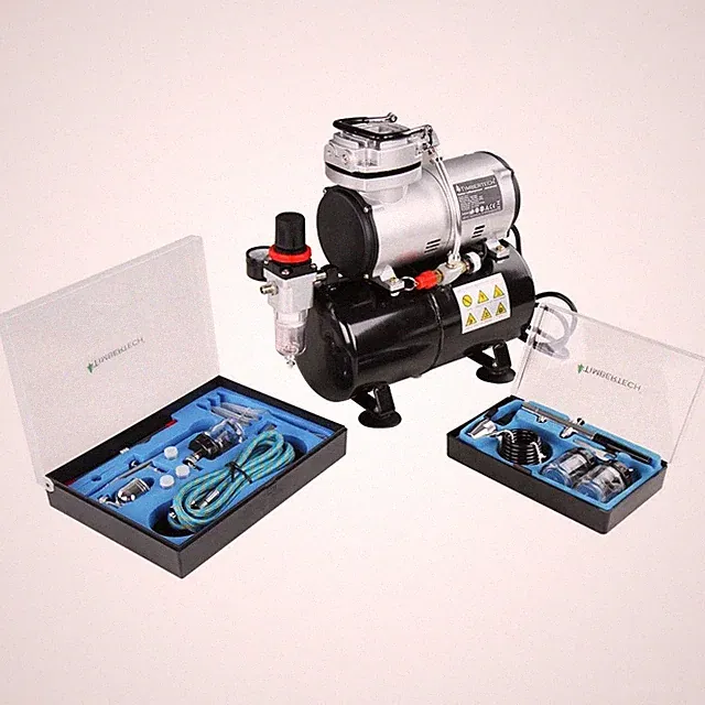 Airbrush Kit With Compressor ABPST06 With 2 Basic Airbrushes for Hobby, Body...