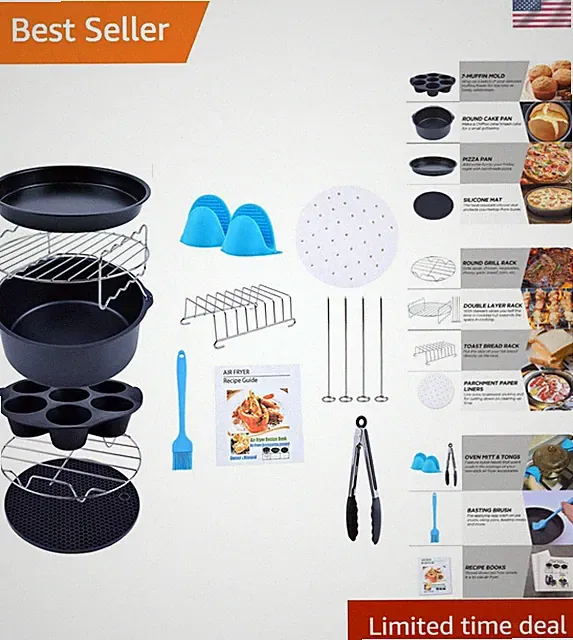Deluxe Air Fryer Accessory Kit Including Pizza & Cake Pans, Nonstick & Safe