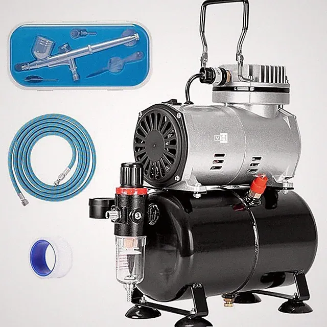 Dual Action Airbrush Compressor Kit 1/5HP 110‑120V Paint Airbrush System for Art