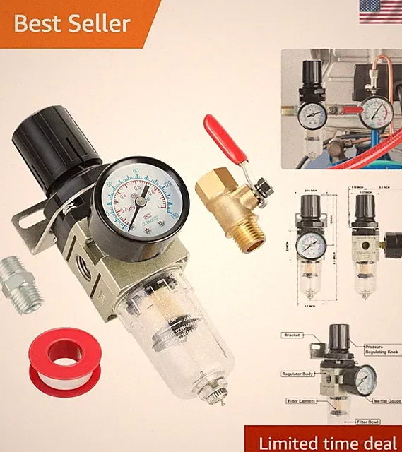 Efficient Water Oil Separator and Regulator Combo with 150 PSI Pressure Gauge