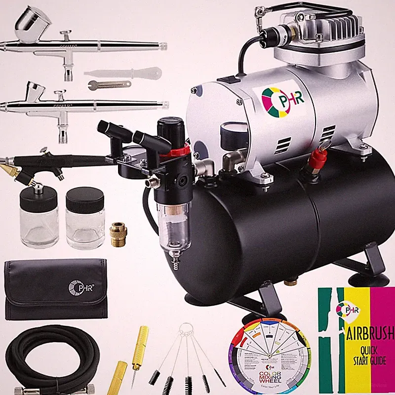 Ophir 110V Airbrush Kit Quiet 1/6 Hp Air Brush Air Compressor 3L Tank 3