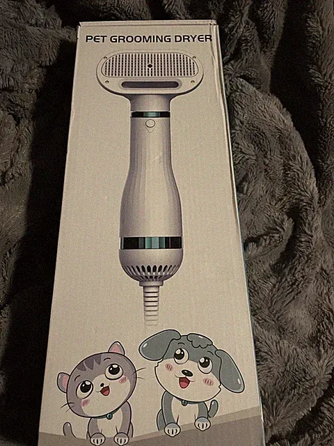 Portable 2in1 Pet Hair Dryer Hot Air Blower with Slicker Brush Dogs Cat Grooming