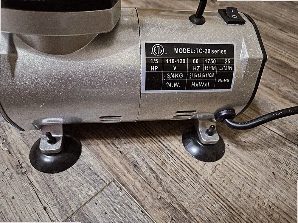 TC-20 Air Brush Compressor 1/5 Horsepower- Oil Free Piston With Air Brush &Cable