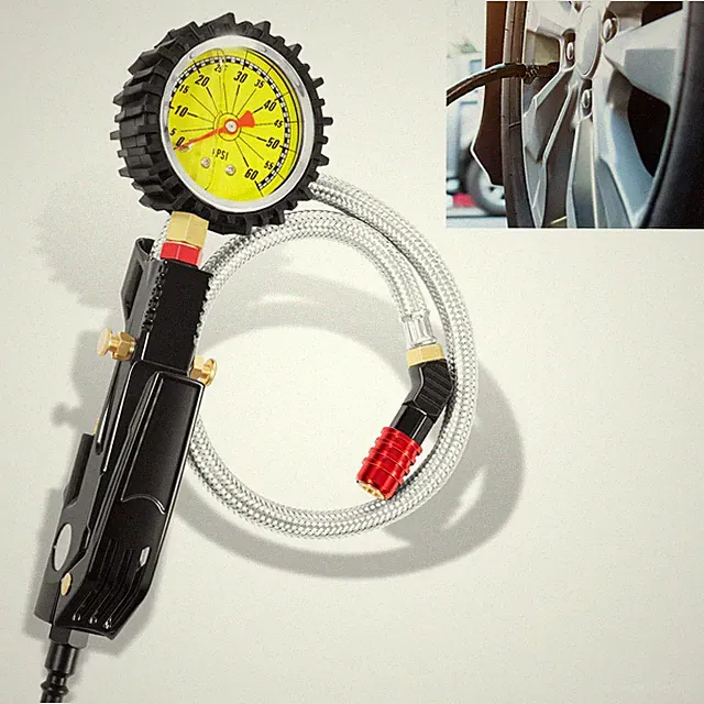 TIG-9200 Tire Inflator with Pressure Gauge 0-60 PSI Air Chuck for Car Truck Bike