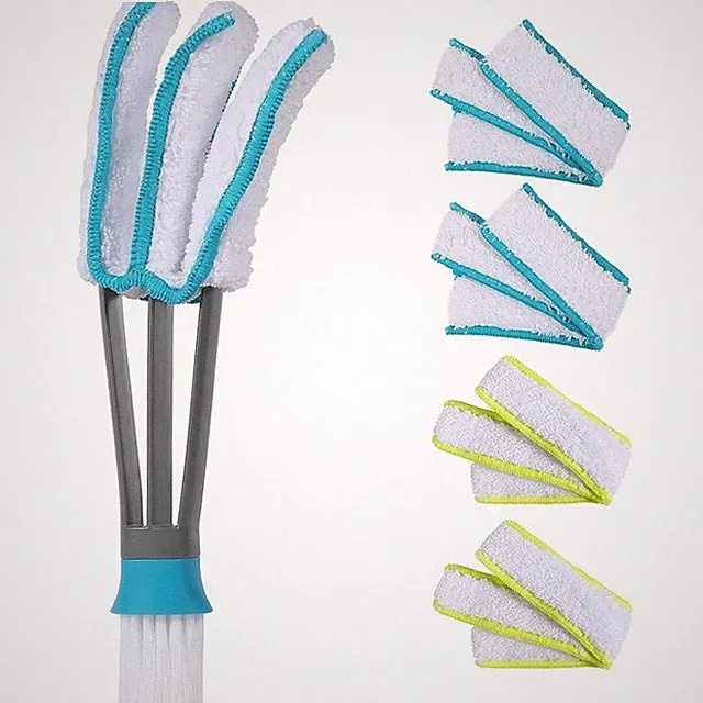 Window Cleaner Duster Brush with 5 Microfiber Sleeves for Vertical Blinds Air