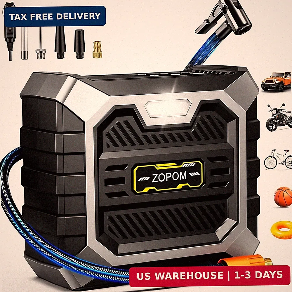 ZOPOM Tire Inflator Portable Air Compressor, 12V DC Car Air Pump with Auto Shut